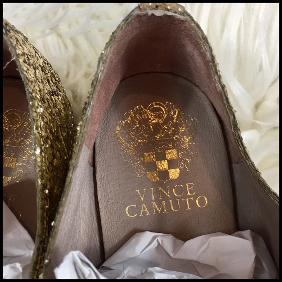 Vince Camuto Selina Glitter Gold Oxford Shoe 8.5 - Picture 8 of 8